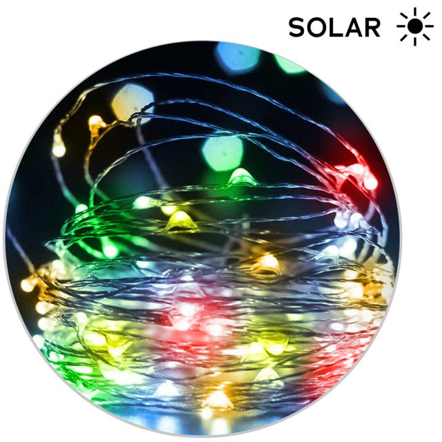 12m. guirnalda alambre solar con 100 Leds 8 funciones multicolor (Electro DH 79.750/12/RGB)