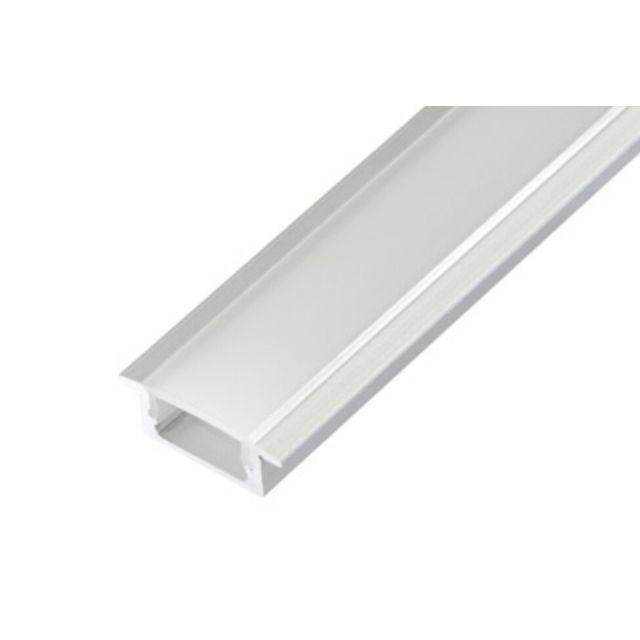 2m. perfil de aluminio de empotrar rectangular 12,5x8mm. SIN DIFUSOR (Ledesma 54123)