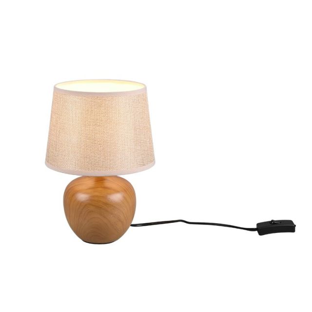 Lámpara sobremesa redonda cerámica imitación madera Luxor 1xE14 IP20 (Trio R50621035)