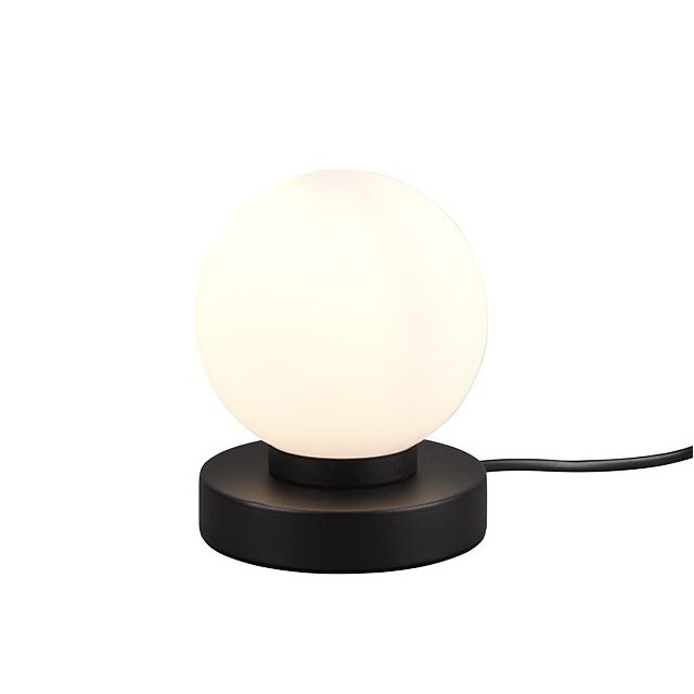 Lámpara sobremesa esfera de vidrio base negra Prinz II 1xE14 (Trio R54011032)