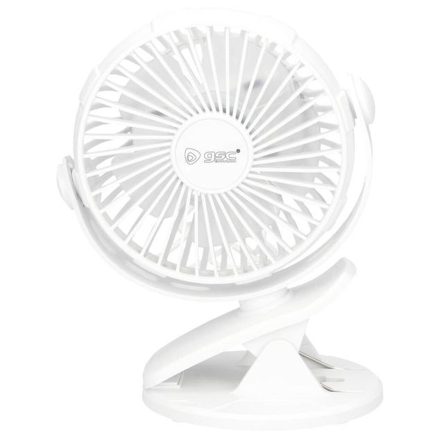 Mini ventilador de sobremesa con pinza  blanco 3W Ø13cm (GSC
