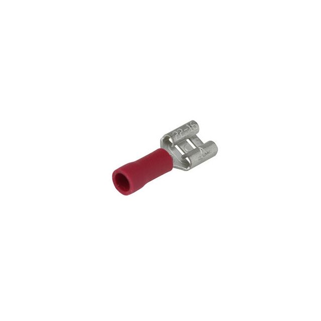 Caja 10 uds. terminal hembra aislado rojo 0,5 a 1,5 mm2 6,35 mm. . (Electro DH 10.916/6.3/R/BOX)