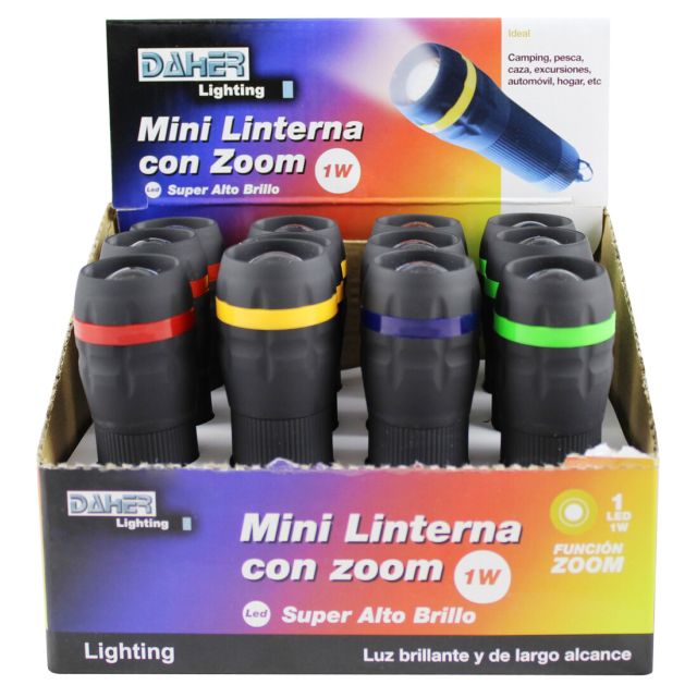 Expositor 12 mini linternas de Led con zoom 1W (Electro DH 60.369)