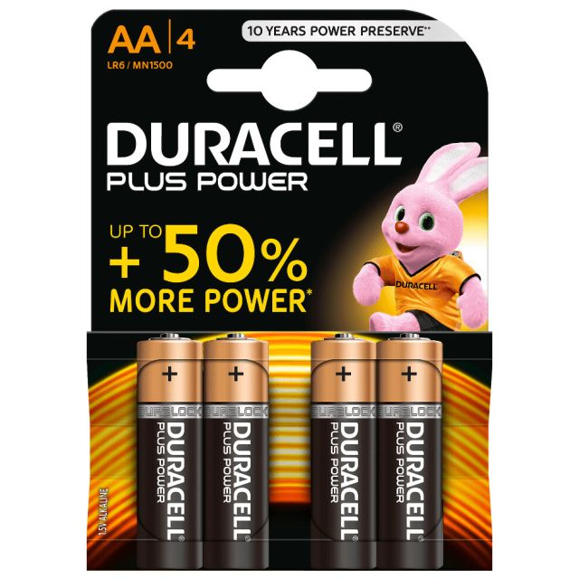 4 uds. pilas Duracell Plus alcalina LR06-AA (Blíster)
