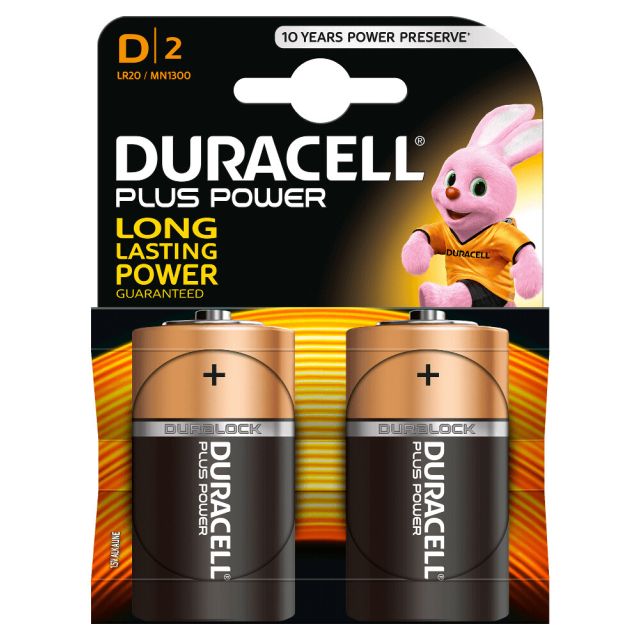 2 uds. pilas Duracell Plus alcalina LR20-D (Blíster)