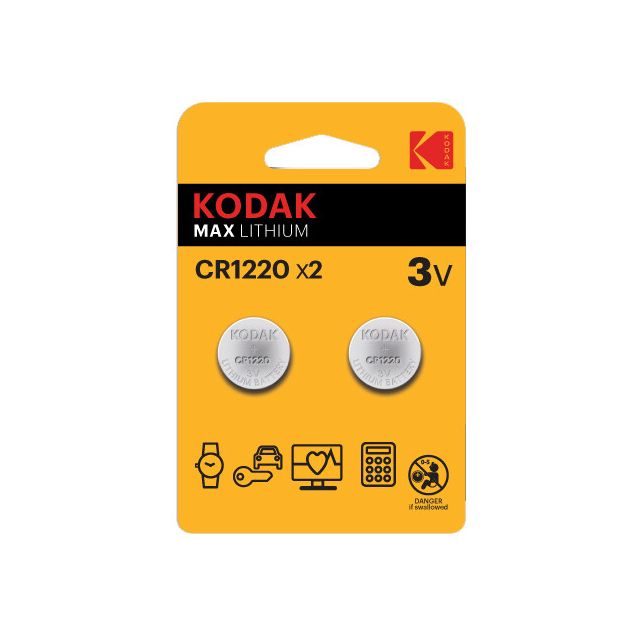 2 uds. pilas de botón Kodak Max Lithium CR1220 3V (Blíster)