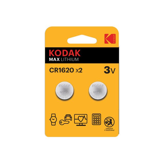 2 uds. pilas de botón Kodak Max Lithium CR1620 3V (Blíster)
