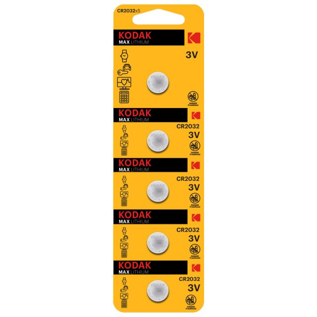 5 uds. pilas de botón Kodak Max Lithium CR2032 3V (Blíster)