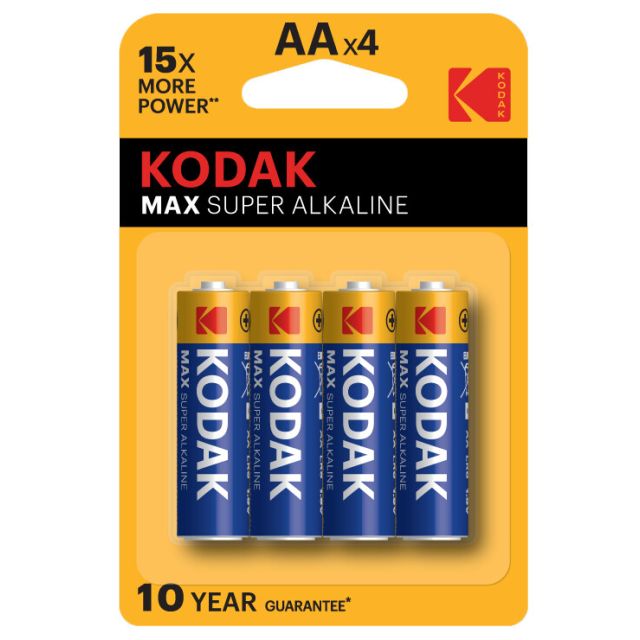4 uds. pilas Kodak Max Super Alkaline 1,5V LR06 - AA (Blíster)