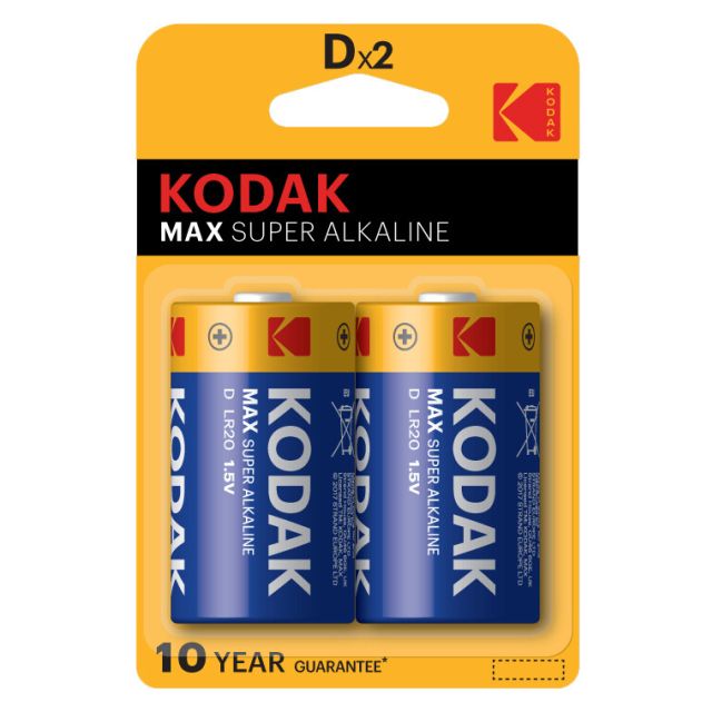2 uds. pilas Kodak Max Super Alkaline 1,5V LR20 - D (Blíster)
