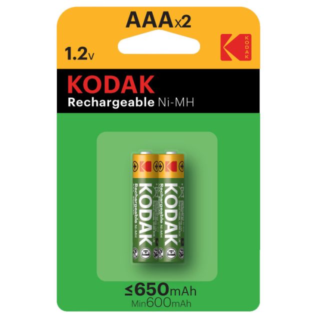 2 uds. pilas recargables Kodak HR03-AAA 650 mAh (Blíster)