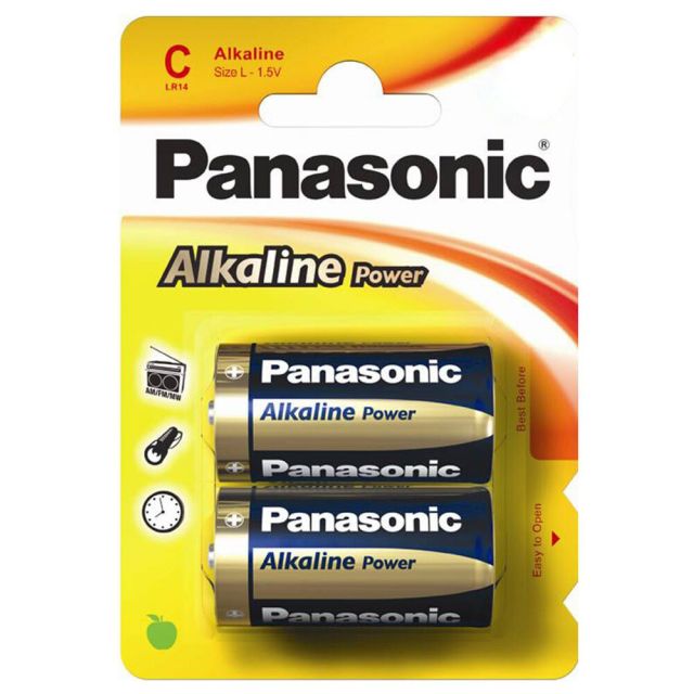 2 uds. pilas Panasonic Alkaline Power 1,5V LR14-C (Blíster)