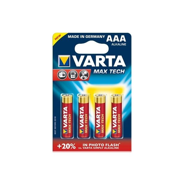 4 uds. pilas Varta Maxi Tech 4703 alcalina superior 1,5V LR03-AAA (Blíster)