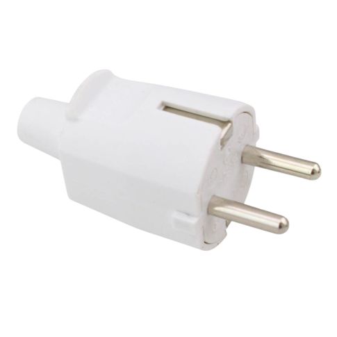 Clavija bipolar con TTL de goma blanca 16A 250V 4,8mm  (GSC 000200198)