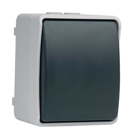 Interruptor/Conmutador de superficie gris/negro IP44 (Simon MS535005)