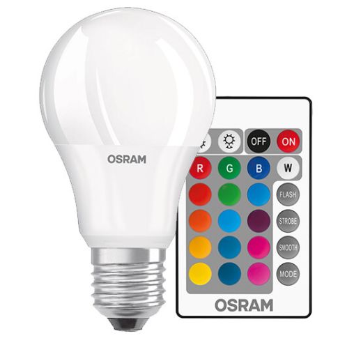 Lámpara standard Led Retrofit 2700°K + RGB con mando a distancia 9W 806Lm  (Osram