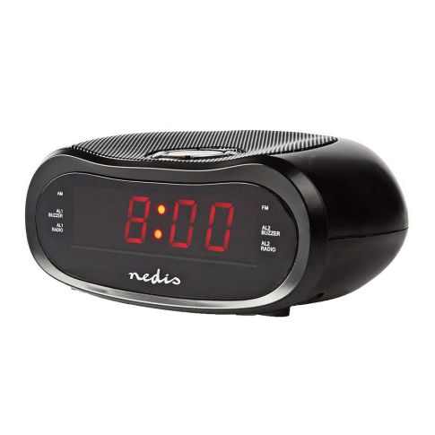 Radio despertador digital con pantalla Led de 0,6 (Nedis CLAR001BK)