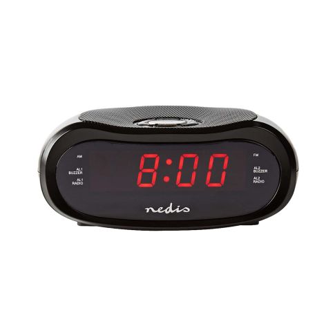 Radio despertador digital con pantalla Led de 0,6 (Nedis CLAR001BK)
