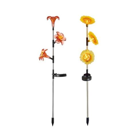 Estaca solar Led decorativa 3 flores lirios o girasoles (Galix G4450)