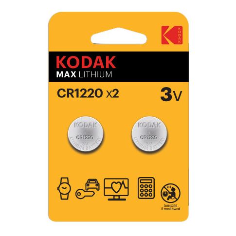 2 uds. pilas de botón Kodak Max Lithium CR1220 3V (Blíster)