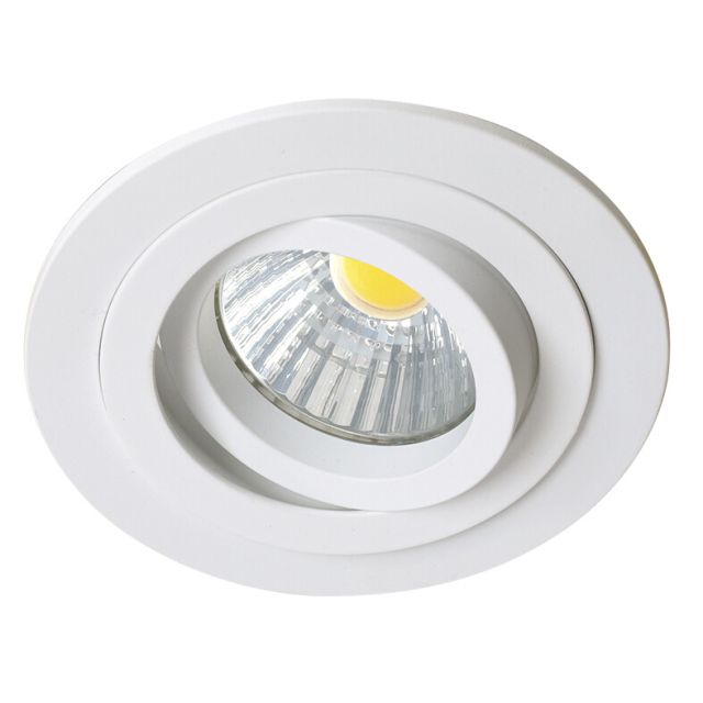 Aro empotrable basculante de aluminio redondo blanco 93x25mm. (Jueric 10050)