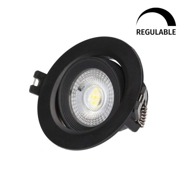Aro empotrable Led redondo negro regulable en temperatura 7W ø90mm (GSC 200400002)