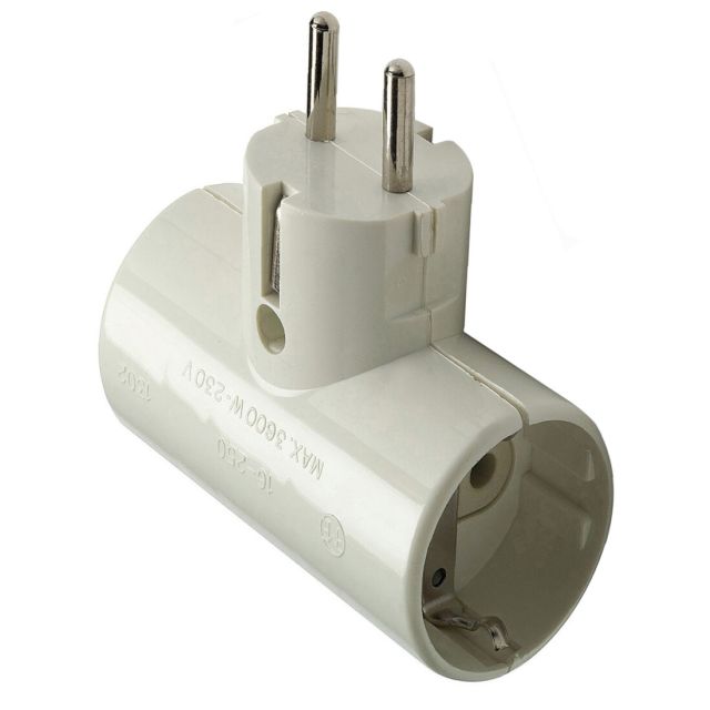 Adaptador bipolar doble con TTL 250V 16A (Famatel 1302)