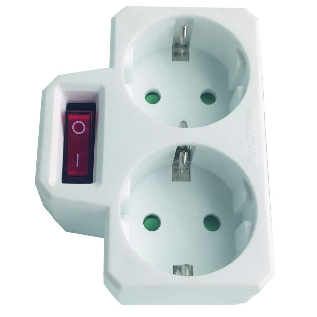 Adaptador doble con interruptor 250V 16A (GSC 103000001)