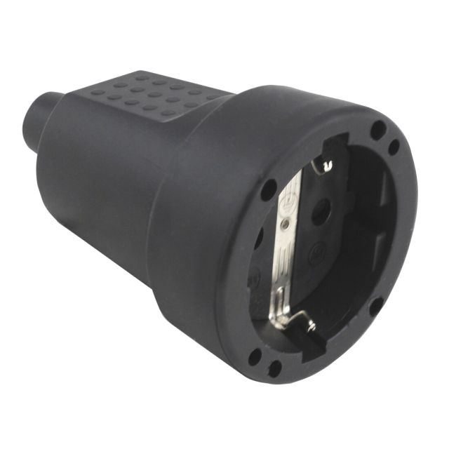 Base aérea bipolar negra con TTL de goma 16A 250V (GSC 0200060) (Retractilada)