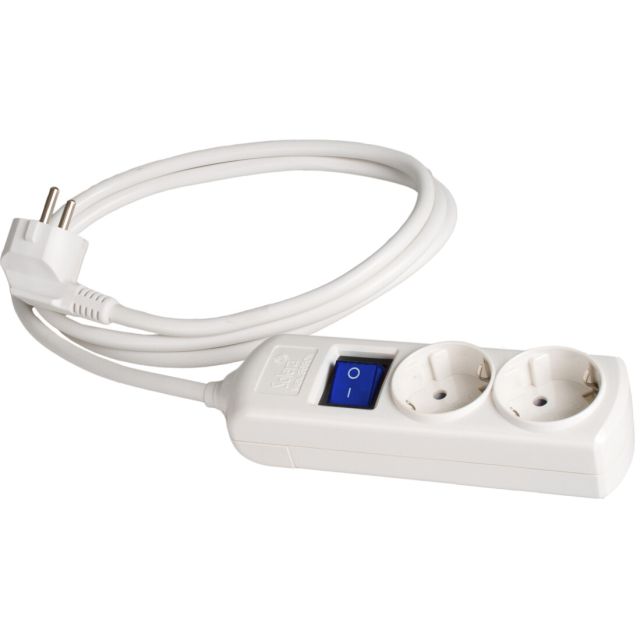Base múltiple con cable e interruptor serie 8000 2 tomas (Solera 8012IL) (Bolsa con solapa)