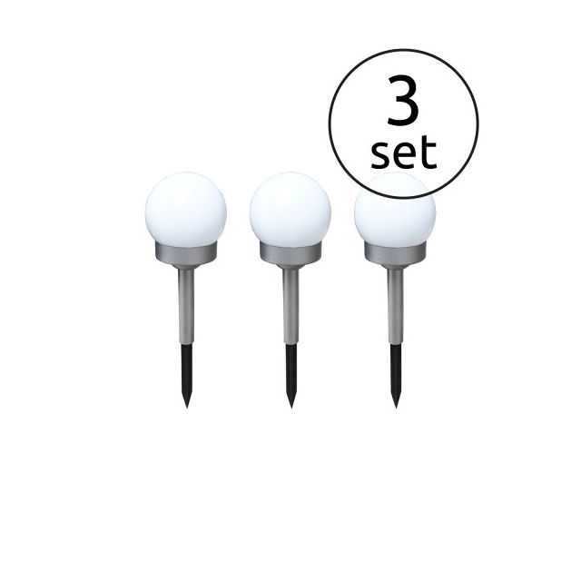 Pack de 3 estaca esfera Led solar plástico Ø10x35cm IP44 (Globo Lighting 33770-3)