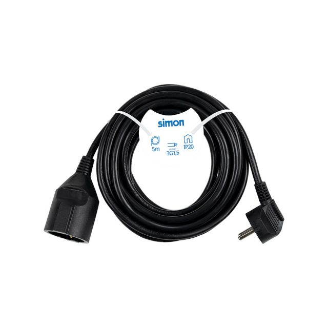 5m. prolongación manguera 3x1,5mm. 16A negra (Simon PL165110)