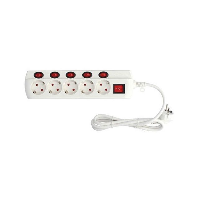 Base múltiple 5T con interruptor individual y cable (GSC 100010004)