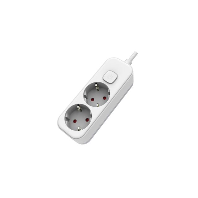 Base múltiple 2T con interruptor y cable 1,5m. blanca (F-Bright 1001710)