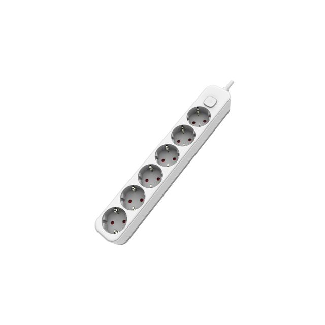 Base múltiple 6T con interruptor y cable 1,5m. blanco(F-Bright 1001714)