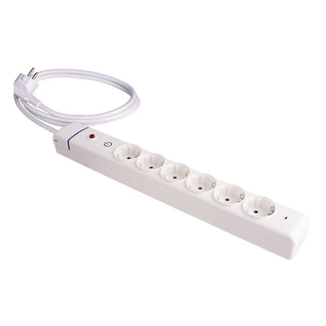 Base multiple serie ION 6 tomas con interruptor y cable 1,5m. protección de sobretensión y sobrecarga (Solera 61ILSO)