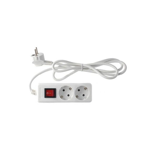 Base con interruptor y cable blanca 2 tomas 3 metros (GSC 100005020)
