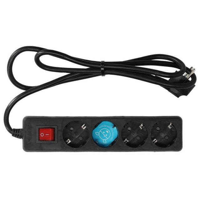 Base con interruptor y cable negro 4 tomas 3 metros (GSC 100005014)