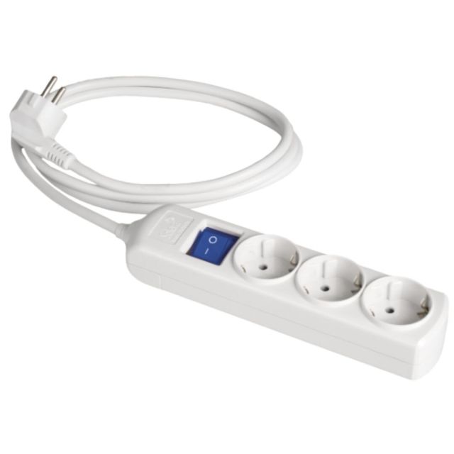 Base múltiple blanca 3680W 3 tomas cable 3m 250V 16A (Solera 8033IL)