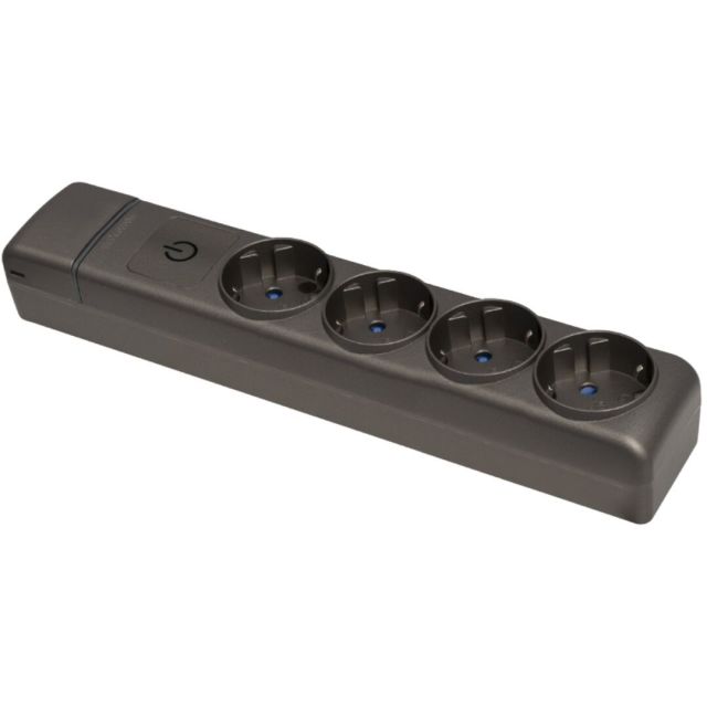 Base múltiple grafito serie ION 4 tomas sin cable con interruptor 16A 250V (Solera 8004PILNG)