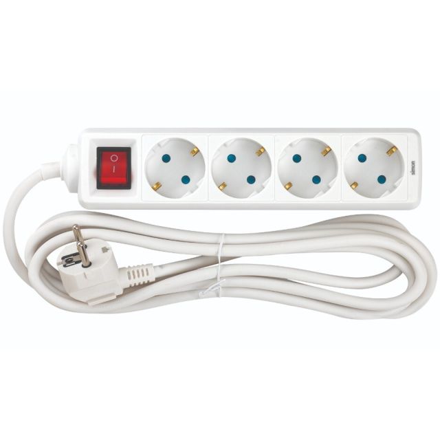 Base múltiple con cable e interruptor serie 4 tomas 3m (Simon BM712402)