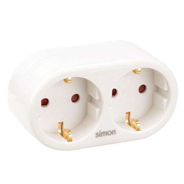 Adaptador doble salida blanco (Simon CL118604)