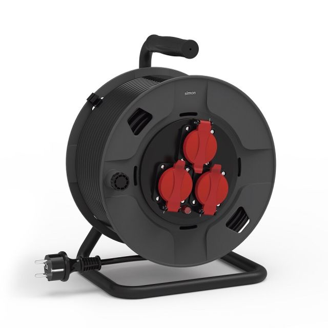 15m. extensible enrollacables profesional 3 tomas con tapa 3x2,5mm IP55 (Simon EX922701)