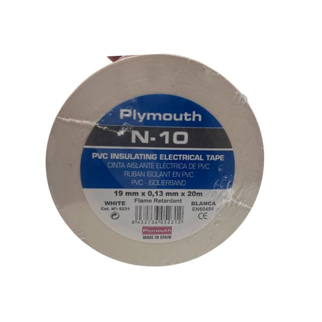 Cinta aislante Nuñez  N.10 20x19mm blanca  (Plymouth 5231)