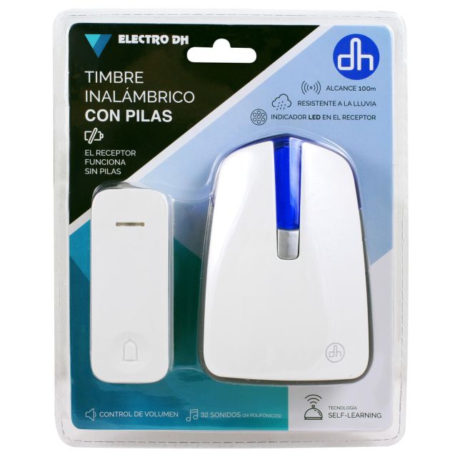 Timbre inalámbrico Kinético 32 melodías 100 metros IP44 (Electro DH 11.710) (Blíster)