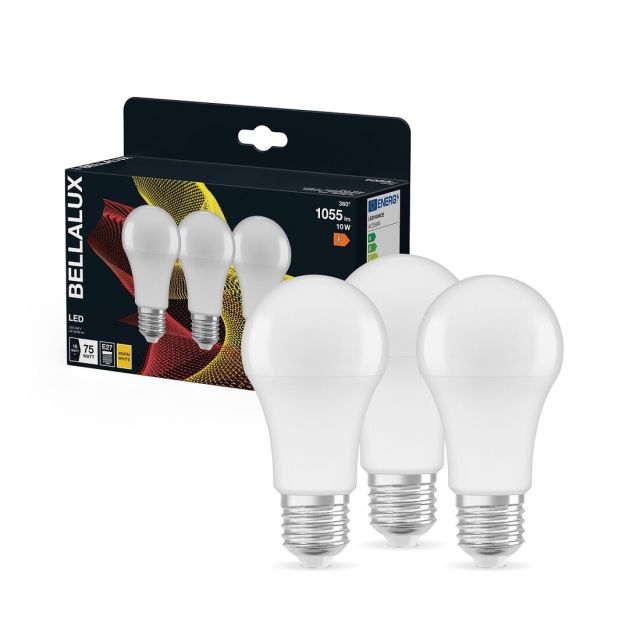 Pack de 3 lámparas Led estándar E27 10W 2700K (Bellalux 4058075595545)