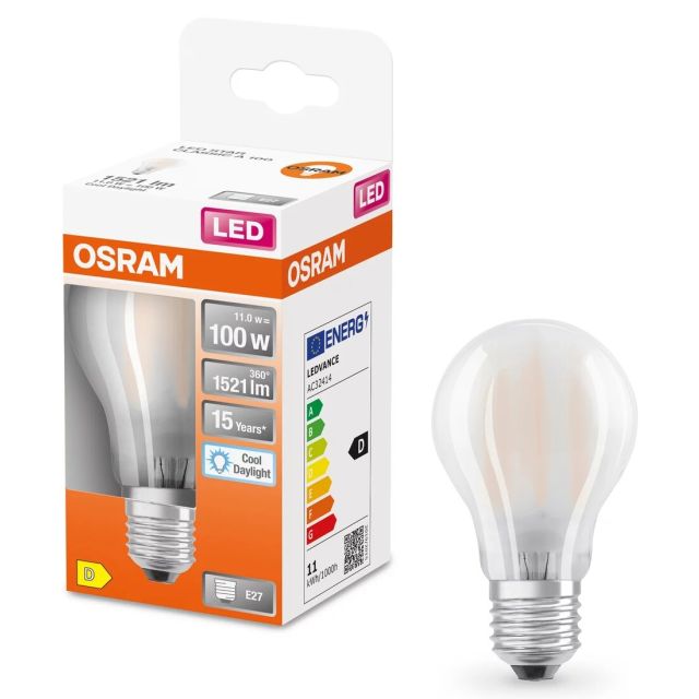 Lámpara estándar cristal Led mate Retrofit 10W 6500°K 1521Lm (Osram 4058075435445)