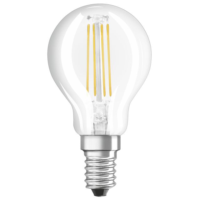 Lámpara esférica cristal Led clara E14 3,4W 2700°K 470Lm 45x78mm. (Osram 468759)