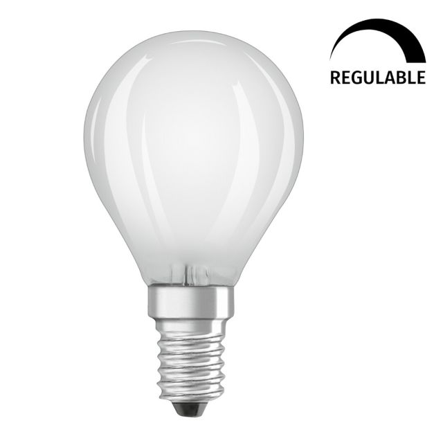 Lámpara esférica cristal Led mate Retrofit regulable E14 3,4W 2700°K 470Lm (Osram 444906)