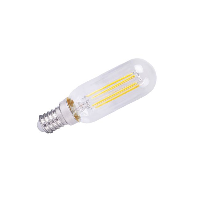 Lámpara tubular cristal Led E14 4W 2800°K 380Lm 25x84mm. (F-BRIGHT 2601944)